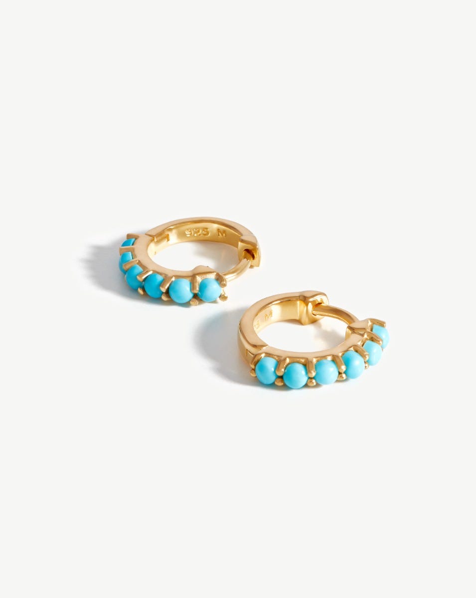 Turquoise huggie earrings hot sale