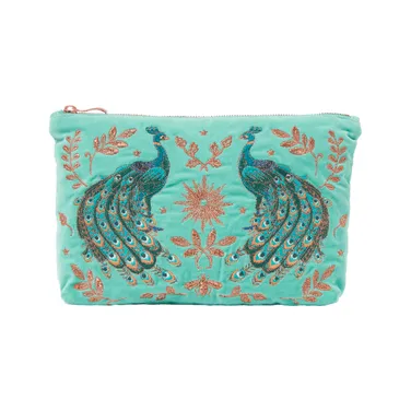 Elizabeth Scarlett Exclusive Peacock Everyday Pouch, Turquoise