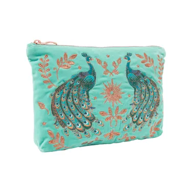Elizabeth Scarlett Exclusive Peacock Everyday Pouch, Turquoise