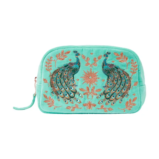Elizabeth Scarlett Exclusive Peacock Cosmetic Bag, Turquoise product image