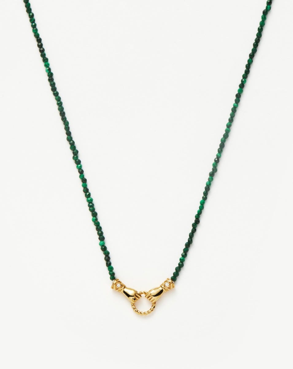 Missoma Harris Reed in Good Hands Mini Beaded Necklace Malachite