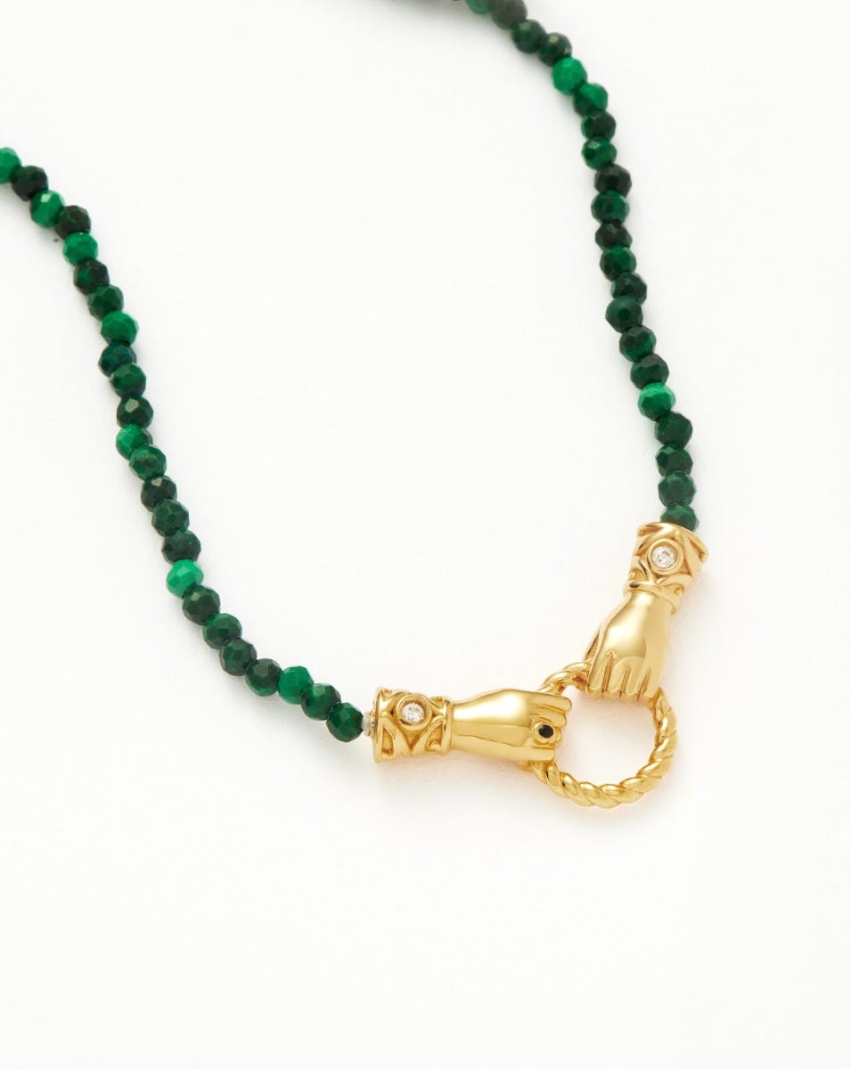 Missoma Harris Reed in Good Hands Mini Beaded Necklace Malachite