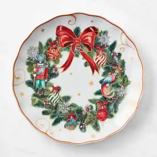 Williams Sonoma ‘Twas Wreath Dinner Plate, Set of 4 product image