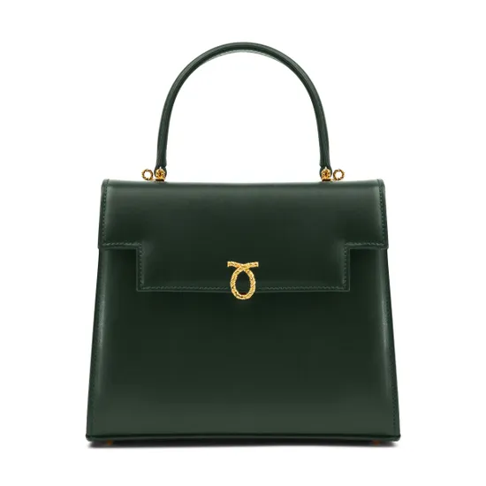 Launer Traviata Green Calf Leather Handbag with Kinloch Anderson Tartan Interior product image