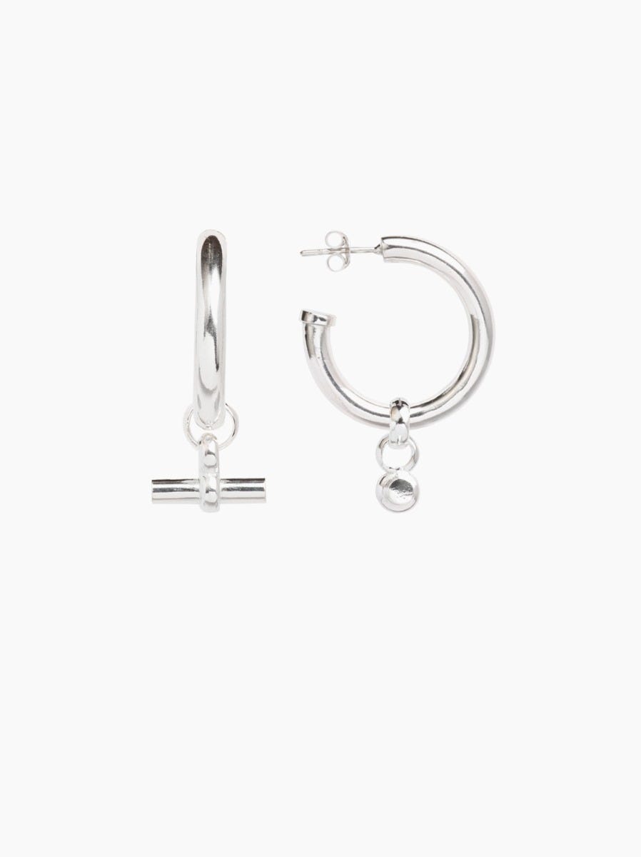 Silver t bar earrings on sale