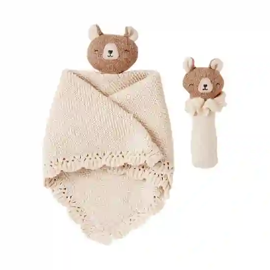 Avery Row Bear Cuddle Cloth & Rattle Set product image