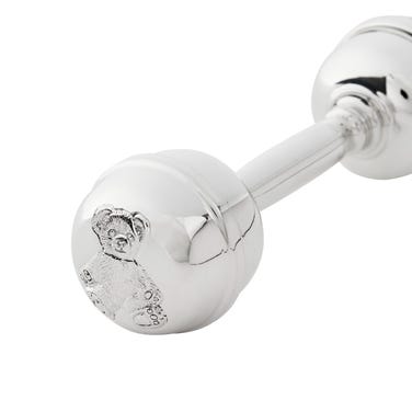 Broadway Silver Hallmarked Silver Baby’s Rattle with Teddy Motif