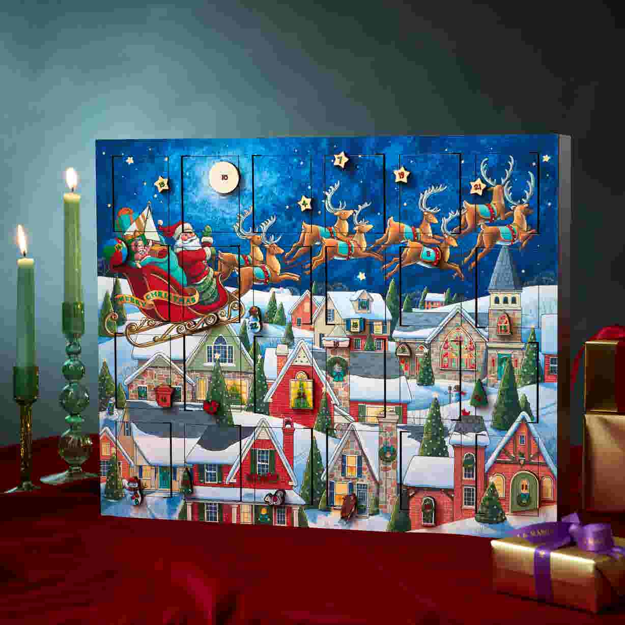 Santa in Sleigh Unfilled Advent Calendar