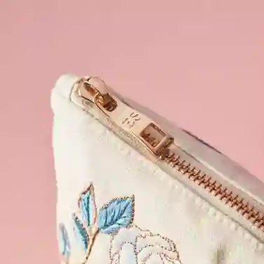 Elizabeth Scarlett Exclusive Camellia Flower Everyday Pouch, Cream