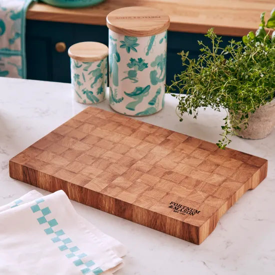 Fortnum's Kitchen Oak Check Chopping Board product image
