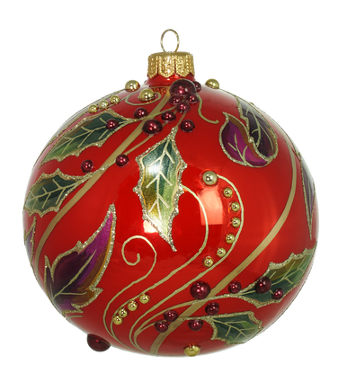 Christmas Leaves Red Bauble