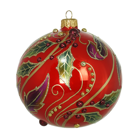 Christmas Leaves Red Bauble product image