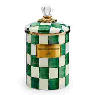 Mackenzie-Childs Emerald Check Enamel Canister, Medium