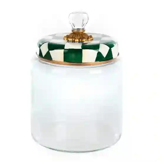Mackenzie-Childs Emerald Check Enamel Kitchen Canister, Large product image