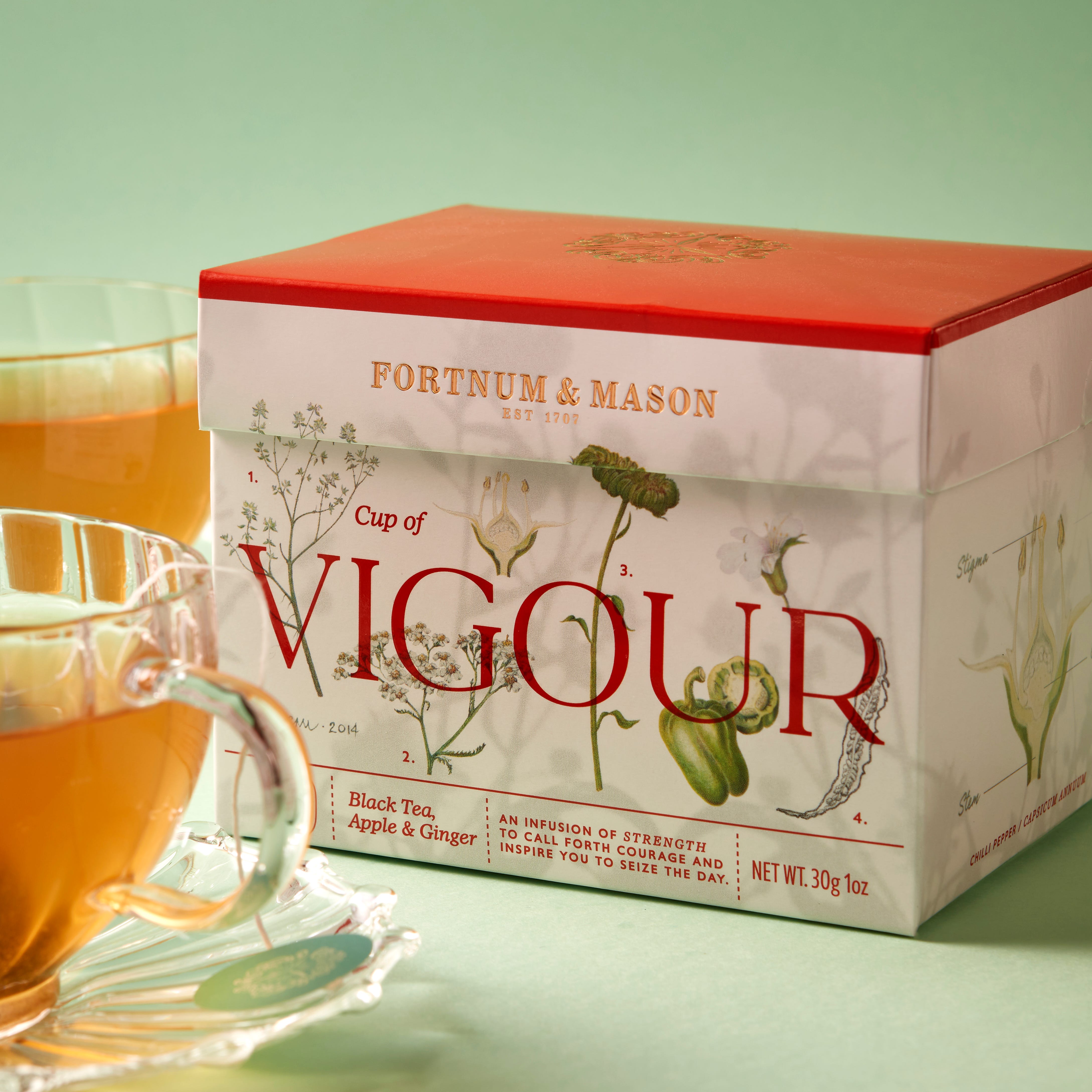 'Vigour' Black Tea, Apple & Ginger Infusion, 15 Silky Tea Bags, 30g product image