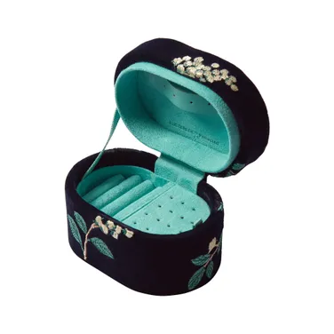 Fortnum's x WOLF Exclusive Camellia Velvet Mini Oval Jewellery Box