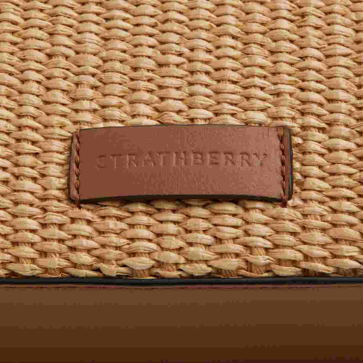 Strathberry Mini Tote Woven Raffia in Chestnut/Natural