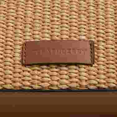 Strathberry Mini Tote Woven Raffia in Chestnut/Natural