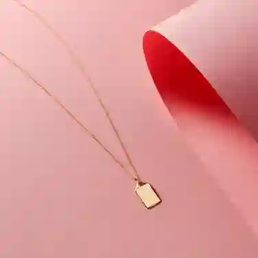 Fortnum's Gold Rectangle Plate Pendant with Natural Diamonds