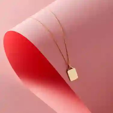 Fortnum's Gold Rectangle Plate Pendant with Natural Diamonds