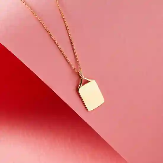 Fortnum's Gold Rectangle Plate Pendant with Natural Diamonds product image