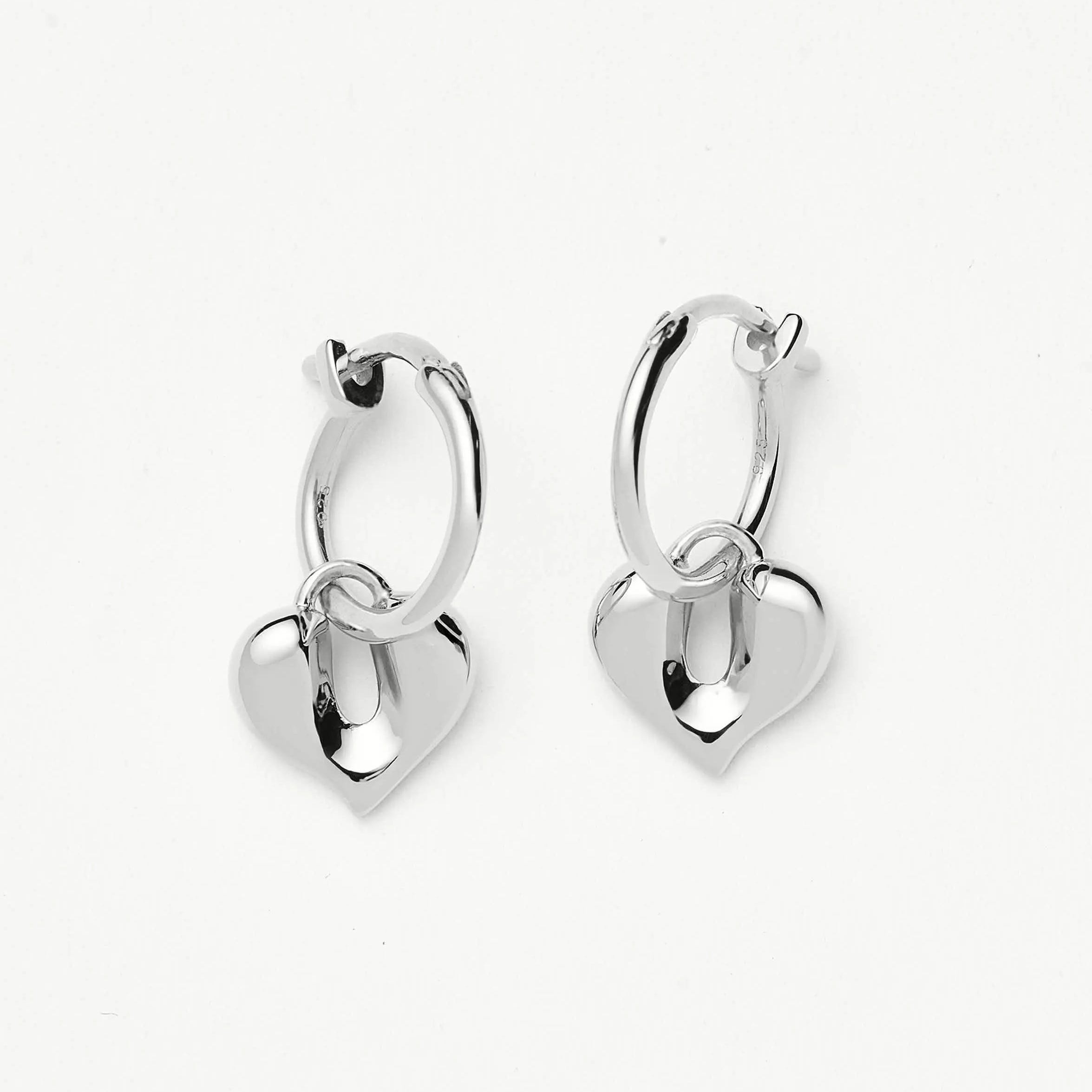 Missoma Molten Heart Charm Hoop Earrings, Silver product image