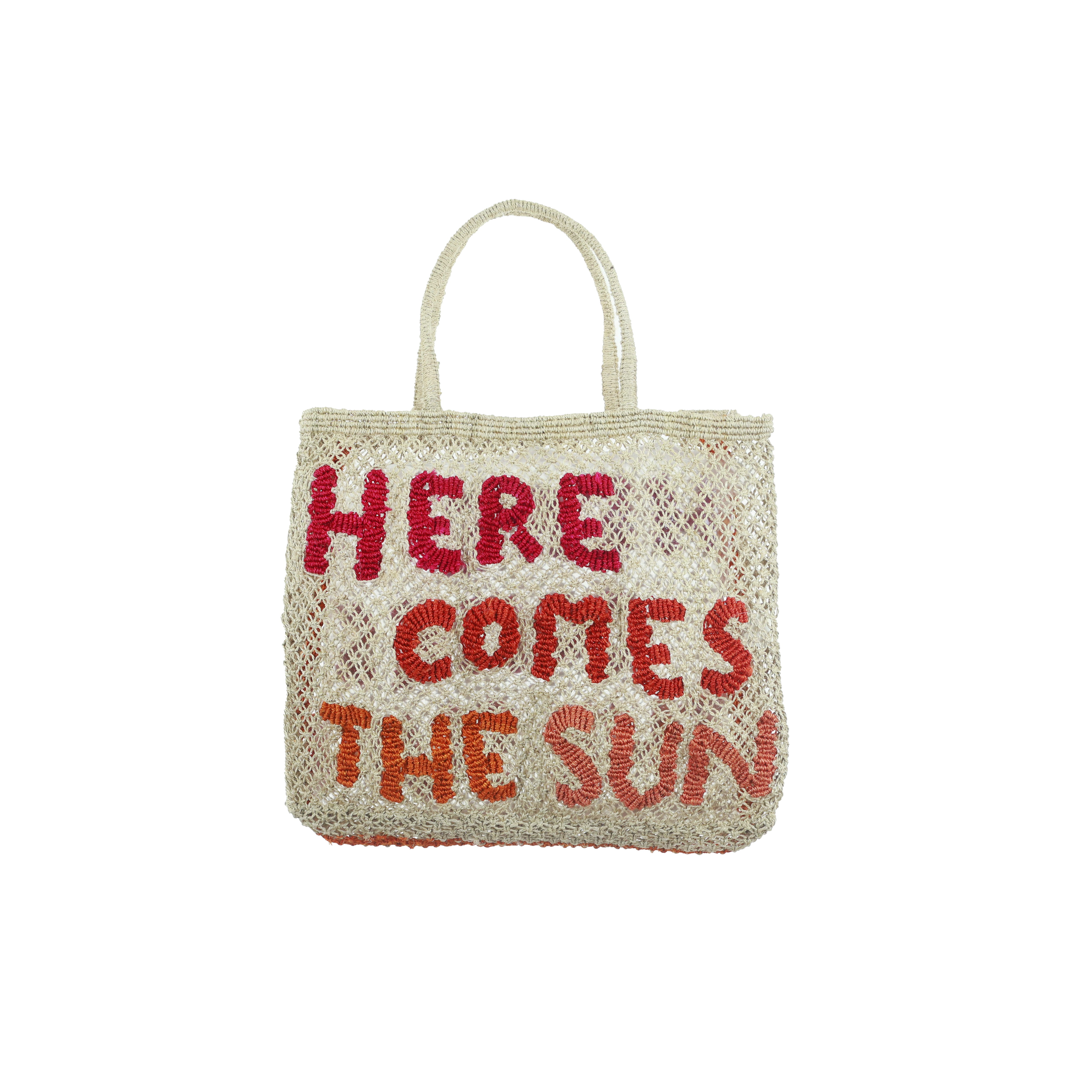 TJ Large Here Comes The Sun White Red Jute Bag product image