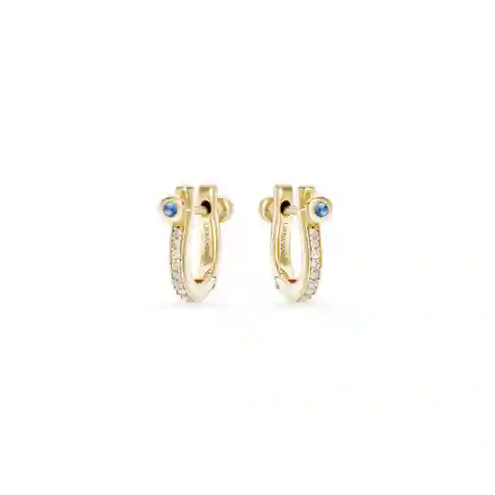 Laura Vann Cora Mini White Topaz Hoop Earrings with Blue Cubic Zirconia product image