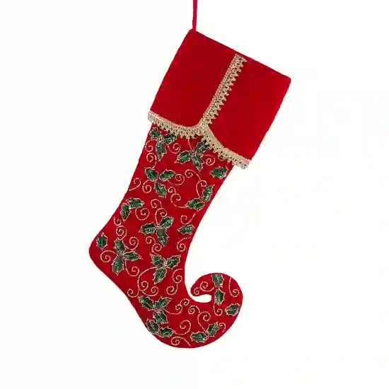 Velvet Red Holly Stocking product image