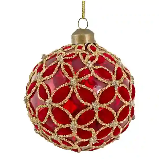 S Glass Velvet Red 8cm Bauble Decoration product image