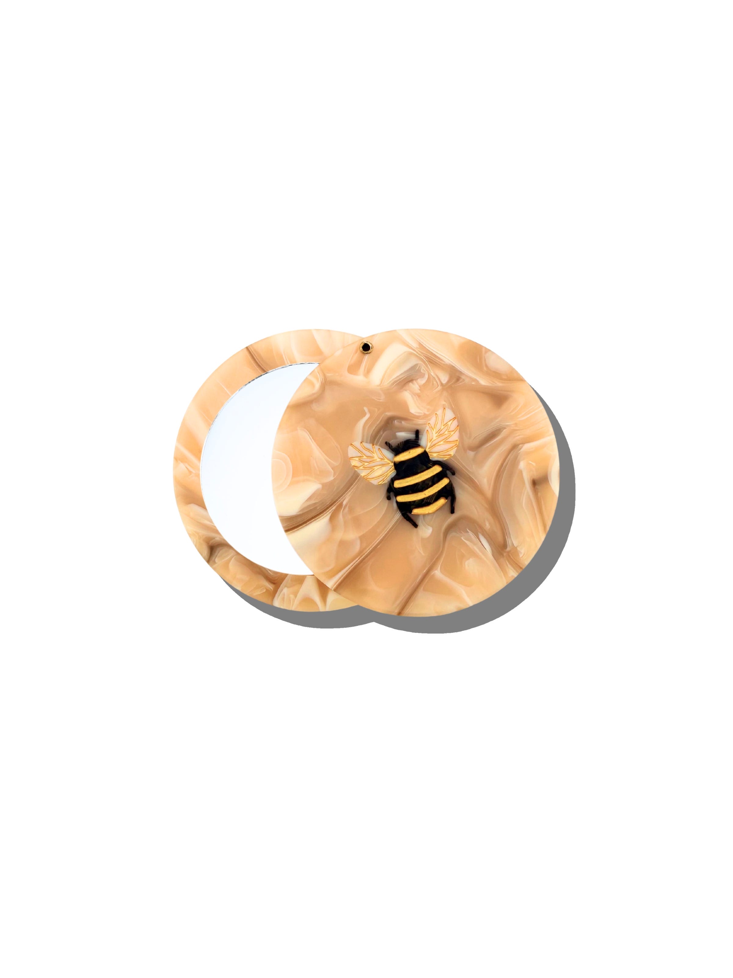Solar Eclipse Hand-Painted Honey Bee Compact Mirror product image
