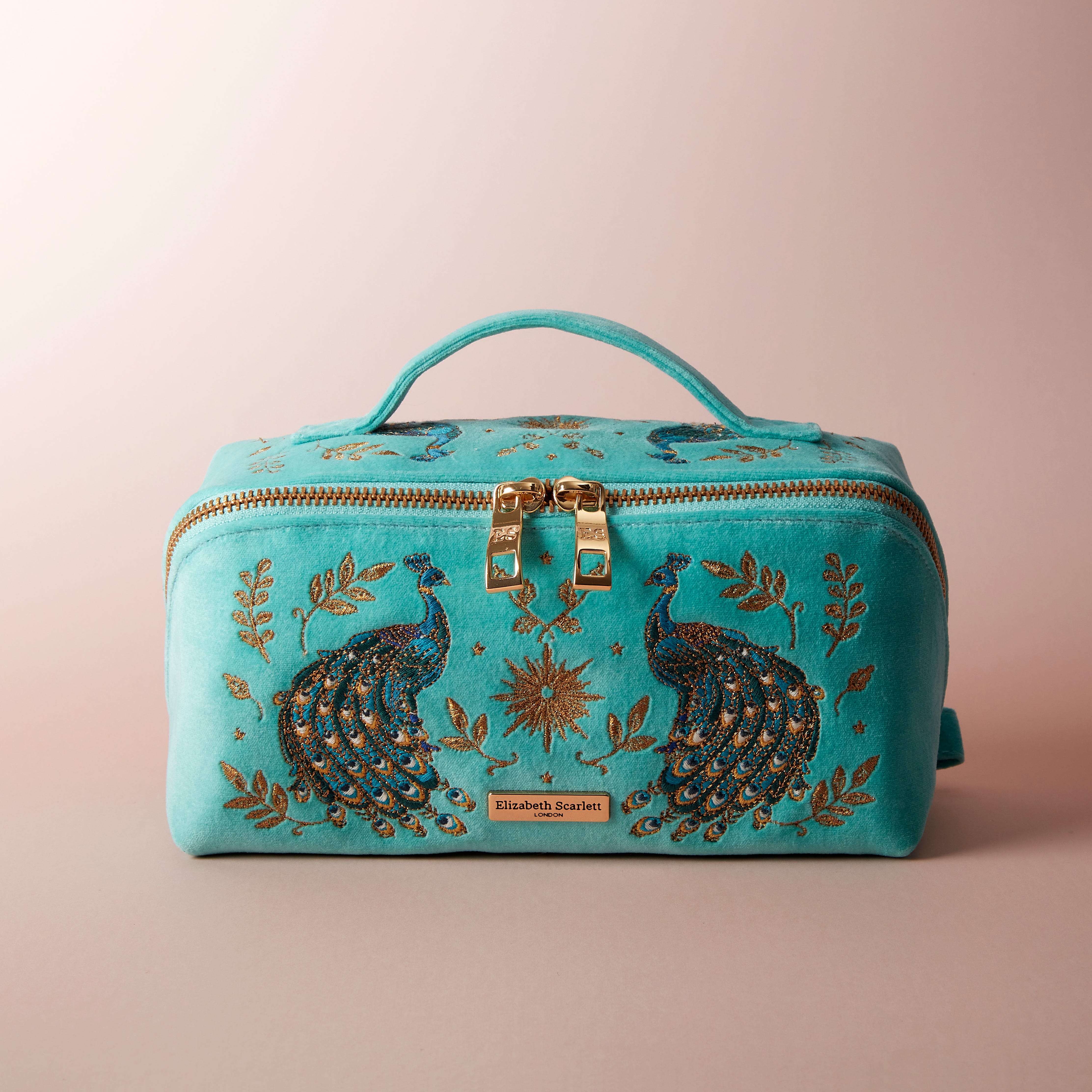 Elizabeth Scarlett Exclusive Peacock Open Flat Makeup Bag, Eau de Nil product image