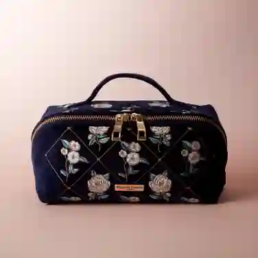 Elizabeth Scarlett Exclusive Camellia Open Flat Makeup Bag, Navy