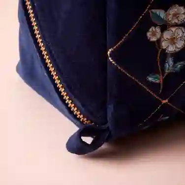 Elizabeth Scarlett Exclusive Camellia Open Flat Makeup Bag, Navy