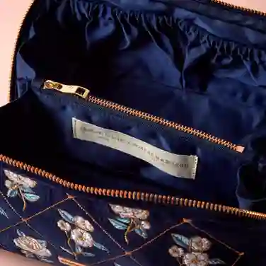 Elizabeth Scarlett Exclusive Camellia Open Flat Makeup Bag, Navy