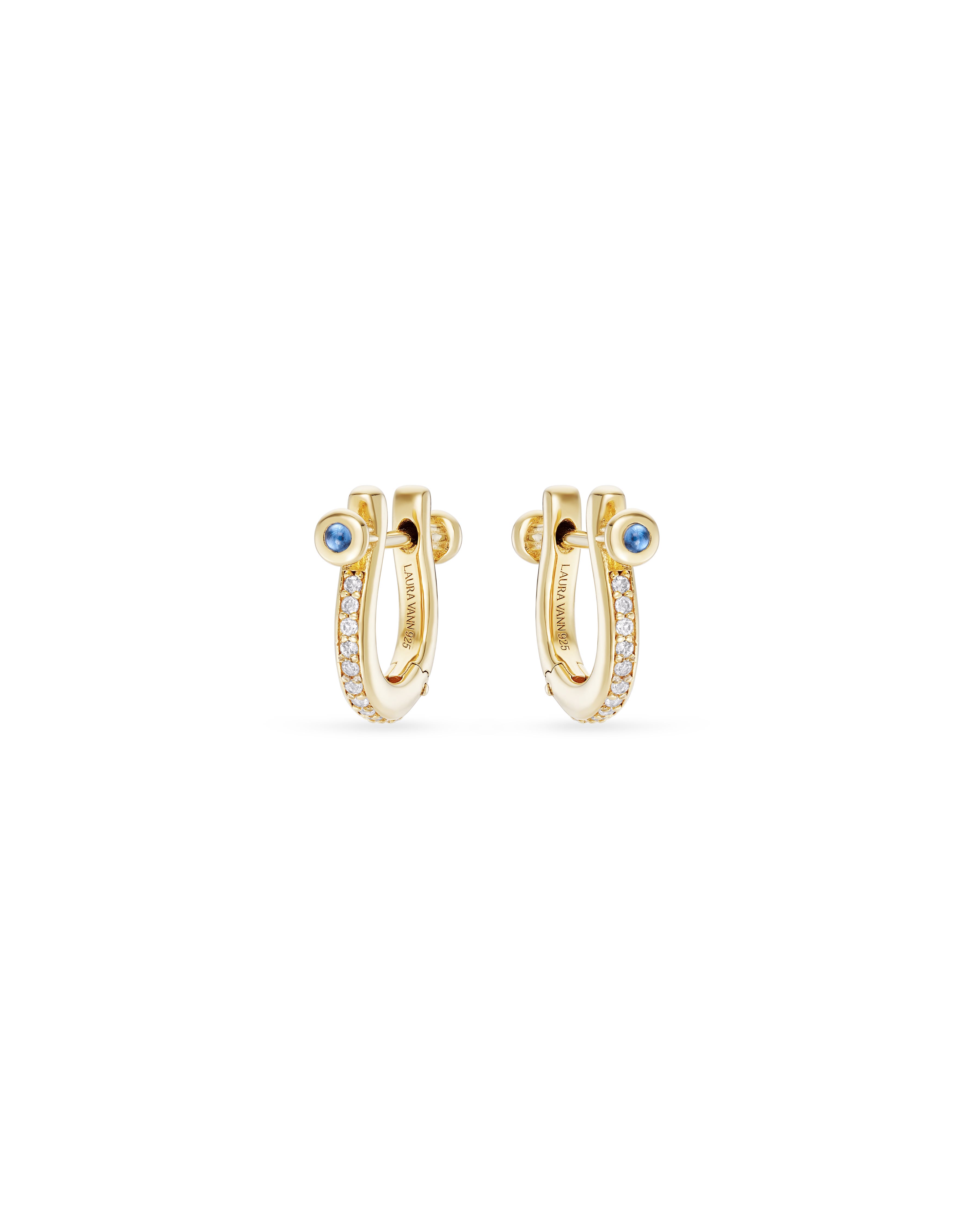 Laura Vann Cora Mini White Topaz Hoop Earrings with Blue Cubic Zirconia product image