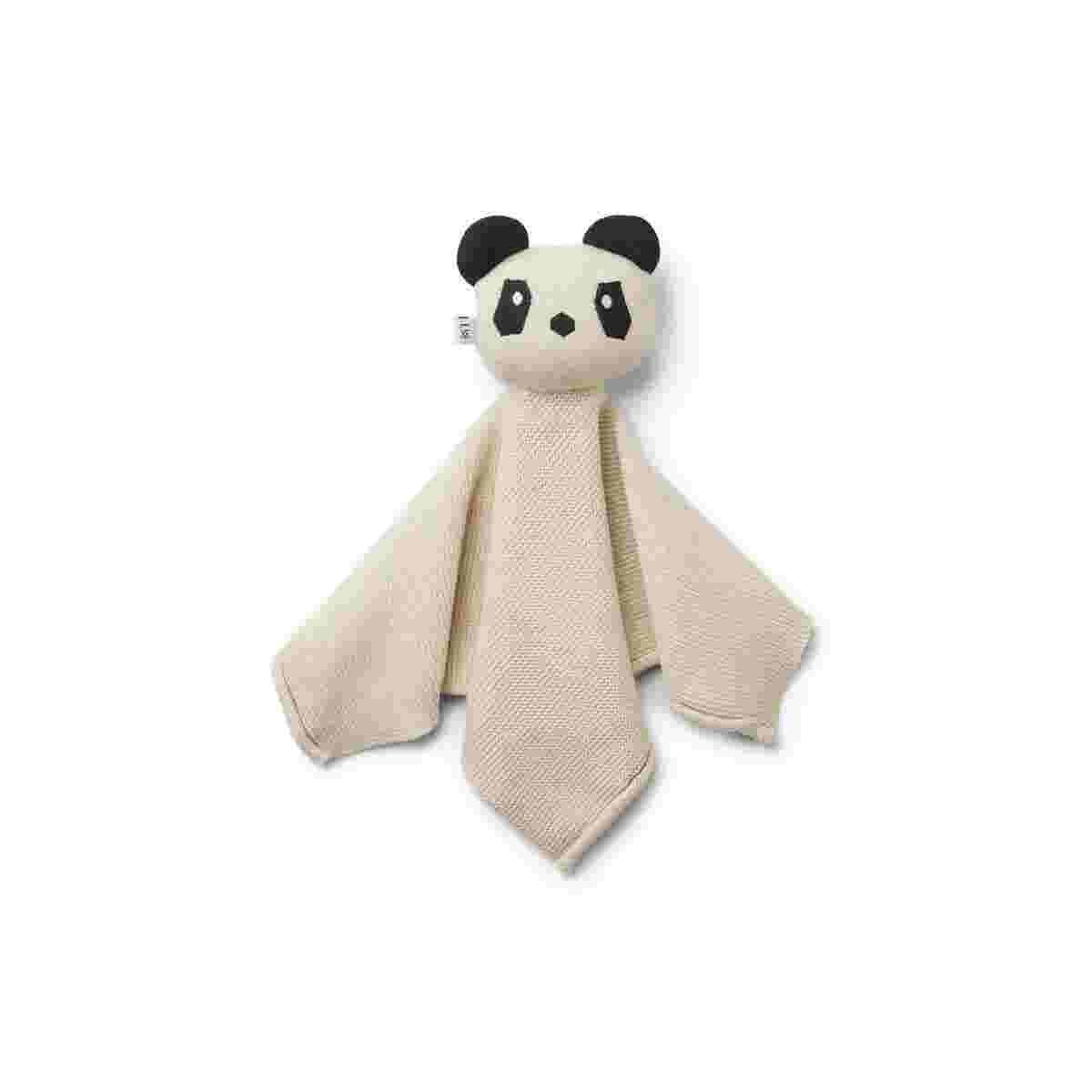 Liewood Milo Panda Knit Cuddle Cloth, Beige