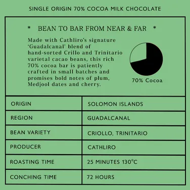 Solomon Islands 70% Dark Chocolate Bar, 63g