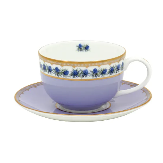 Halcyon Days Castle of Mey Floral Thistle Teacup & Saucer in Lilac product image