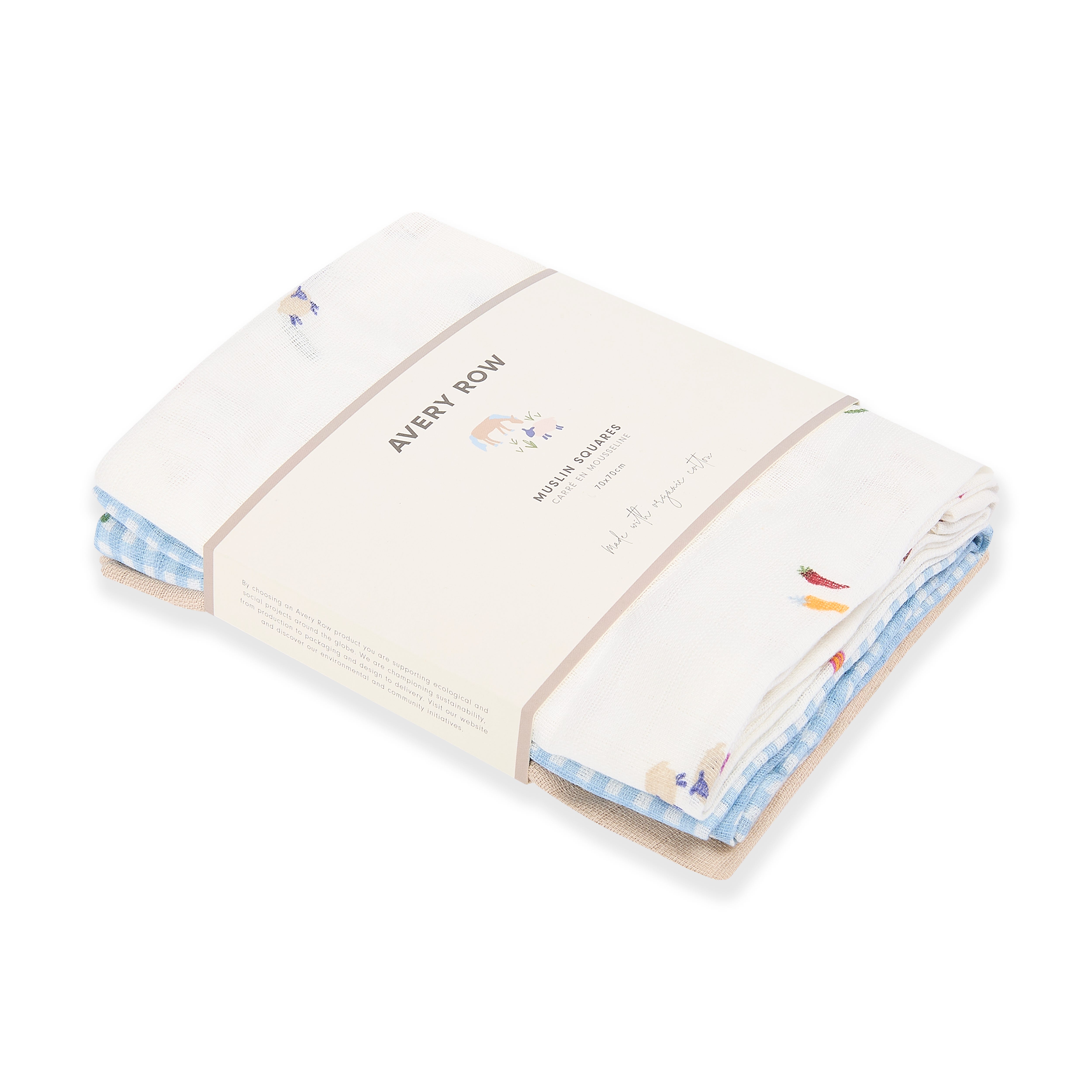 Avery Row Little Farm Muslin Squares, Set of 3 product image