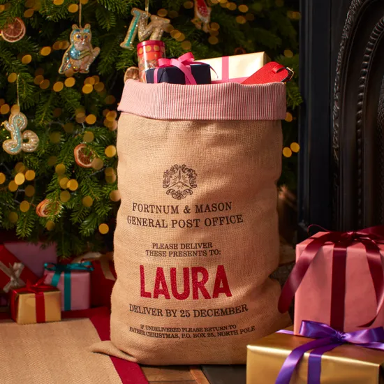 Personalised Striped Trim Hessian Sack, Large product image