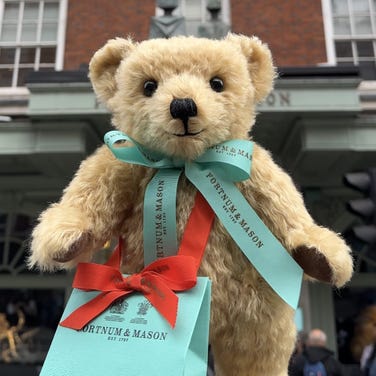 Fortnum's Truffle the Bear Mohair with Eau de Nil Ribbon