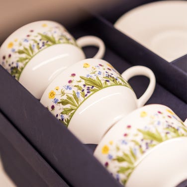 Halcyon Days Highgrove Wildflower Tea Cup & Saucer, Set of 6