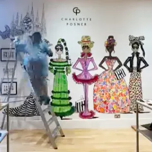 F&M x Charlotte Posner New Washbag launch and live Painting 